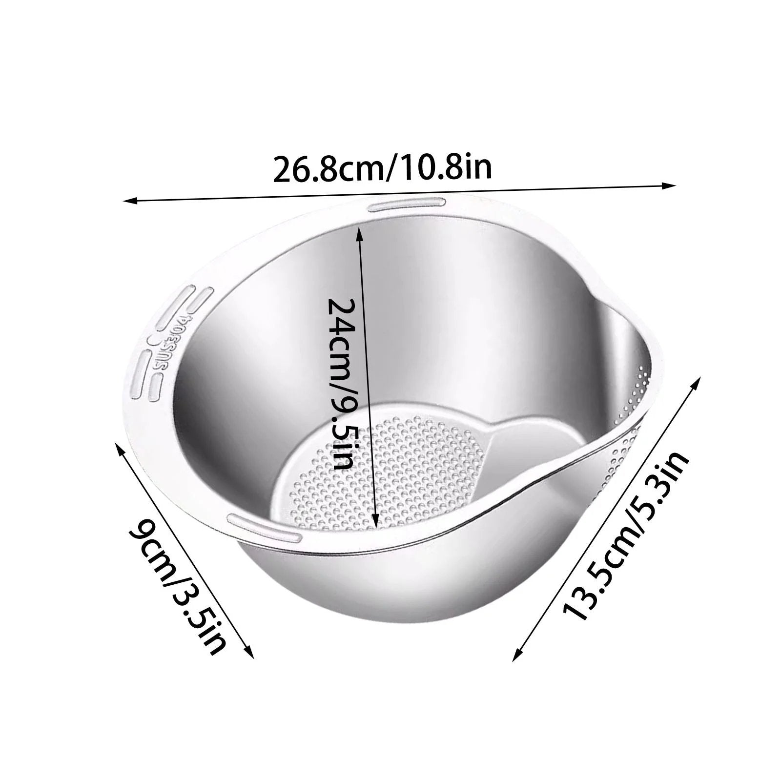🍚 Stainless Steel Rice Washer & Strainer Bowl