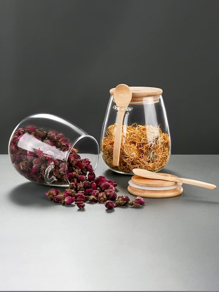 Premium Glass Food Storage Jar with Airtight Lid & Spoon – Perfect for Sugar, Tea, Spices & More 🍯