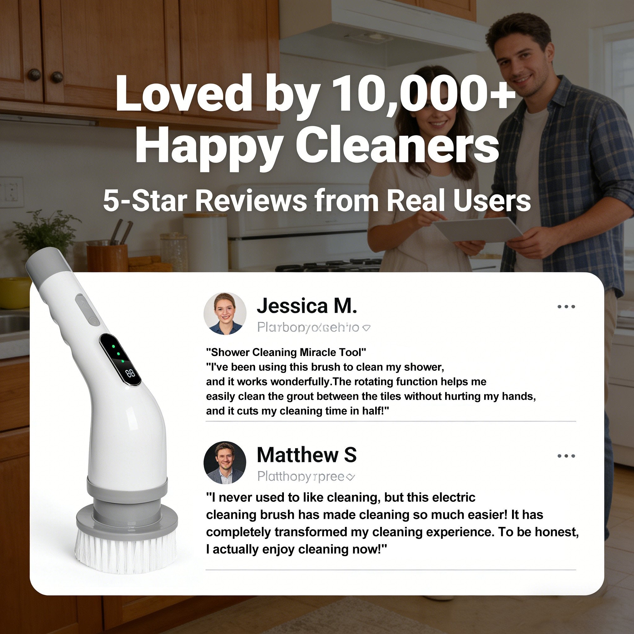 Electric Rotating Cleaning Brush-Cordless Power Scrubber with 9 Replaceable Brush Heads