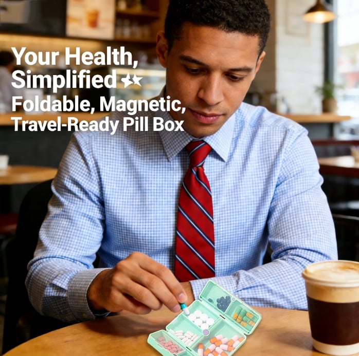 💊 Two-Piece Daily Pill Box Set – Foldable, Magnetic & Portable