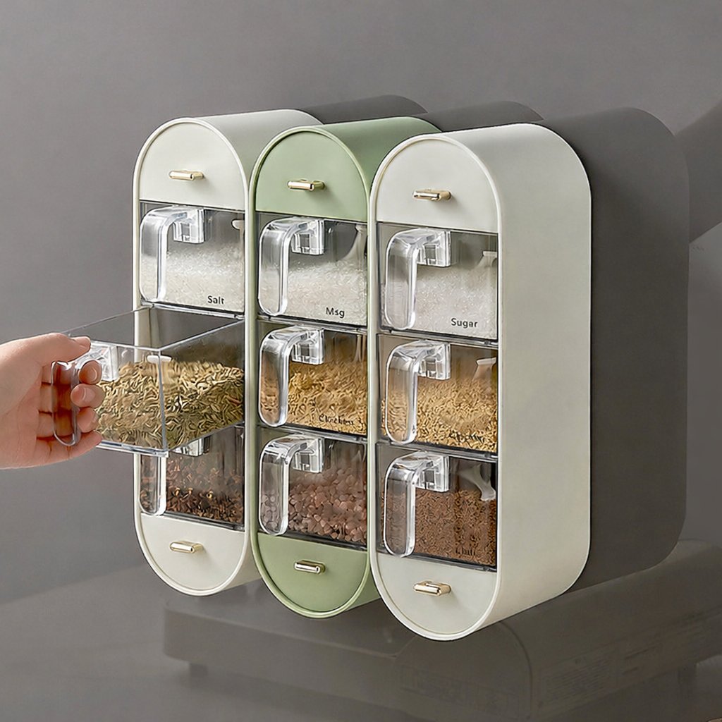 🧂Punch-free wall-mounted spice storage box