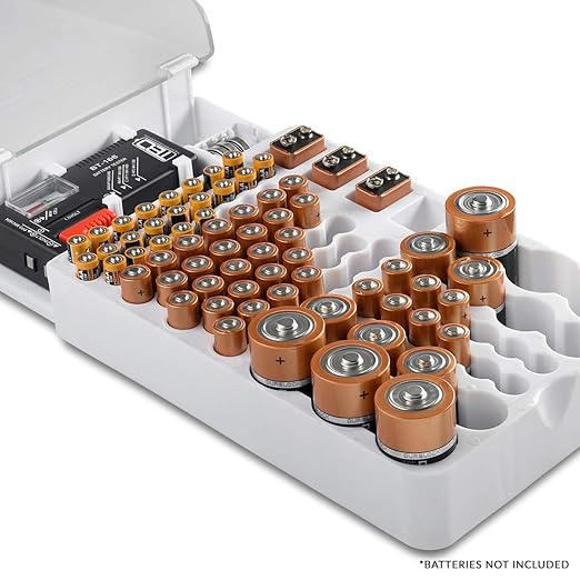 Comprehensive Battery Organizer with Built-In Tester