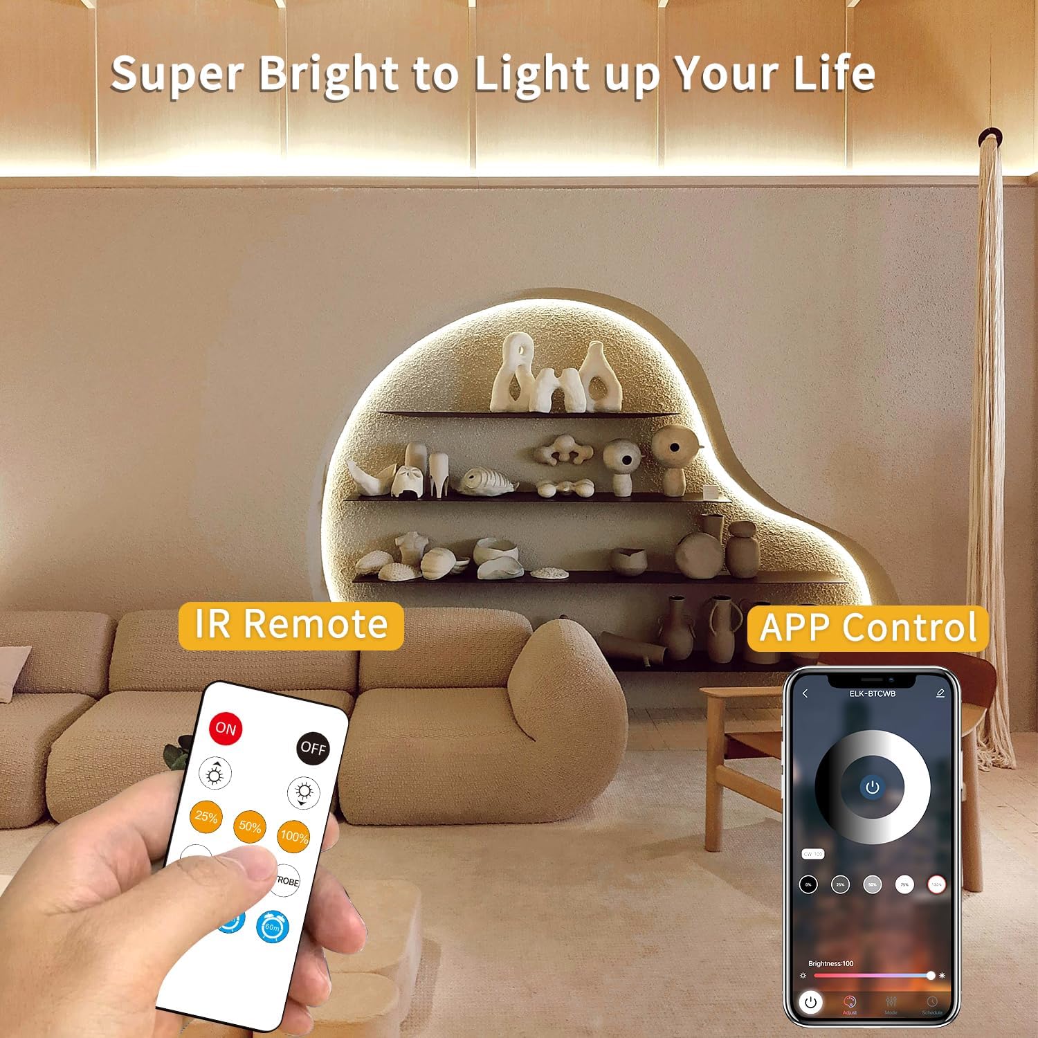 LED Strip Lights Dimmable - with Remote & App Control LED Strip Lights