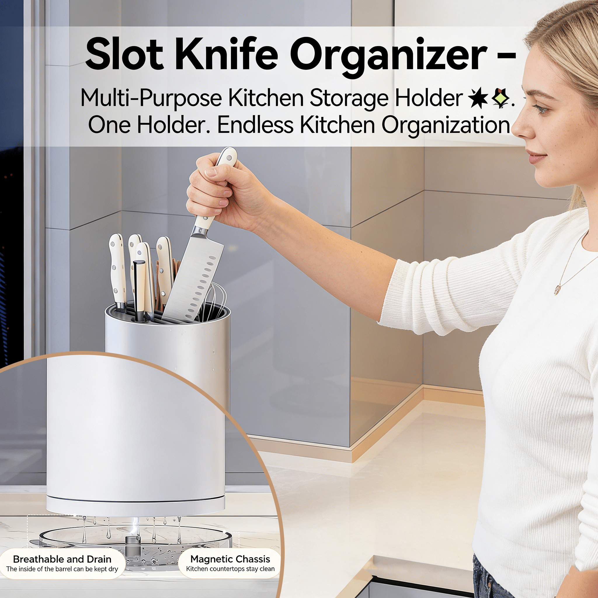 Slot Knife Organizer – Multi-Purpose Kitchen Storage Holder 🔪✨