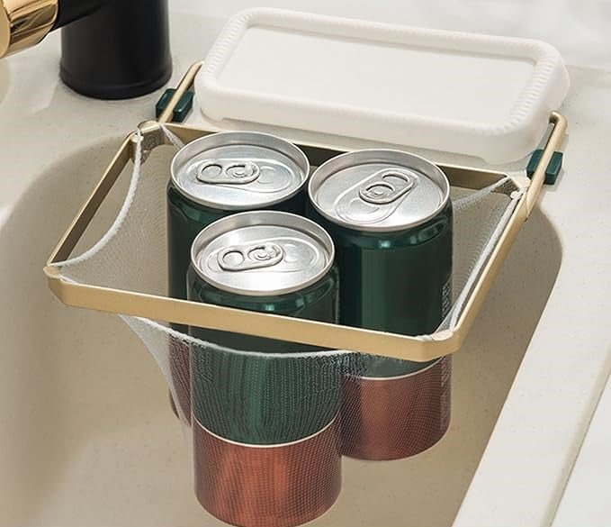 Triangular Corner Sink Organizer with Hanging Hooks