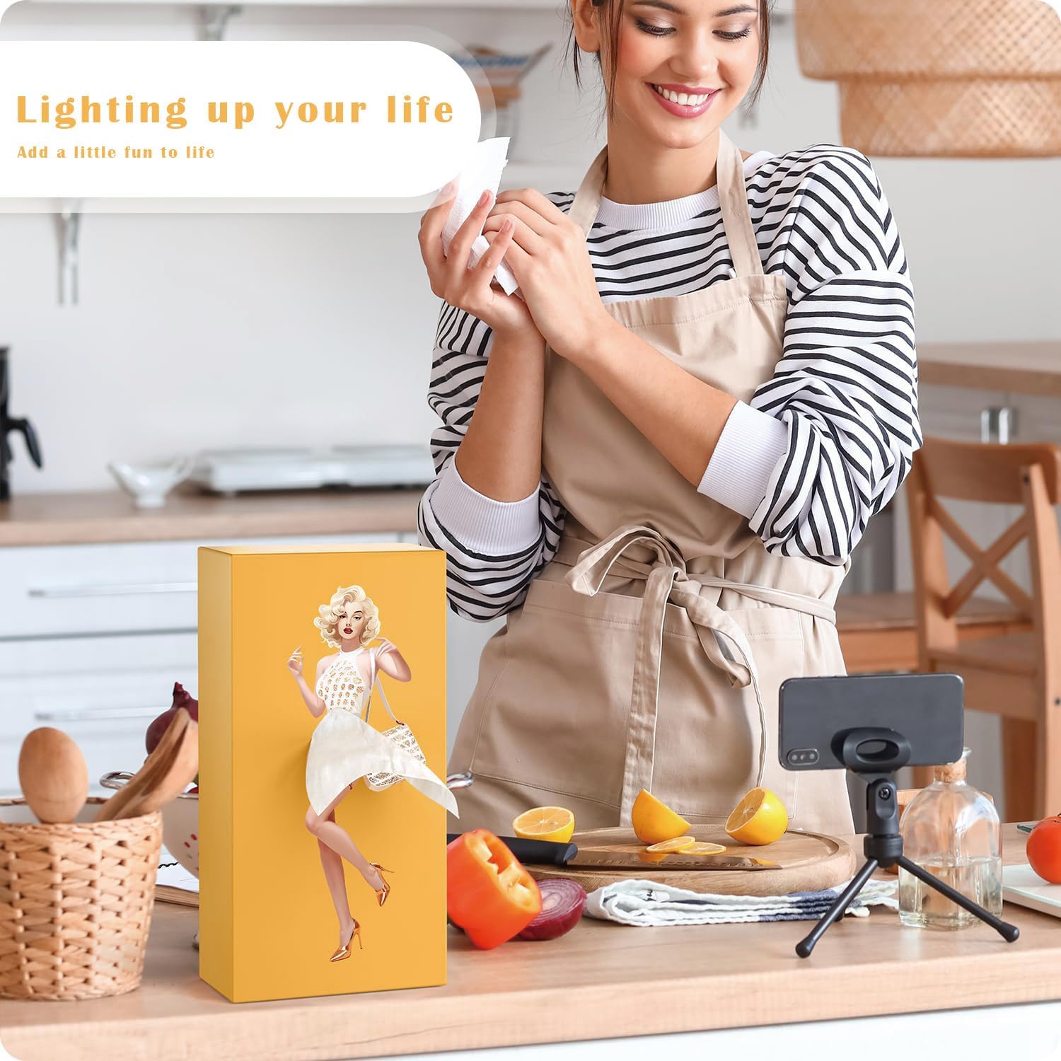 Tissue Box, Reusable Cartoon Creative Retro Pop Art Paper Towel Holder