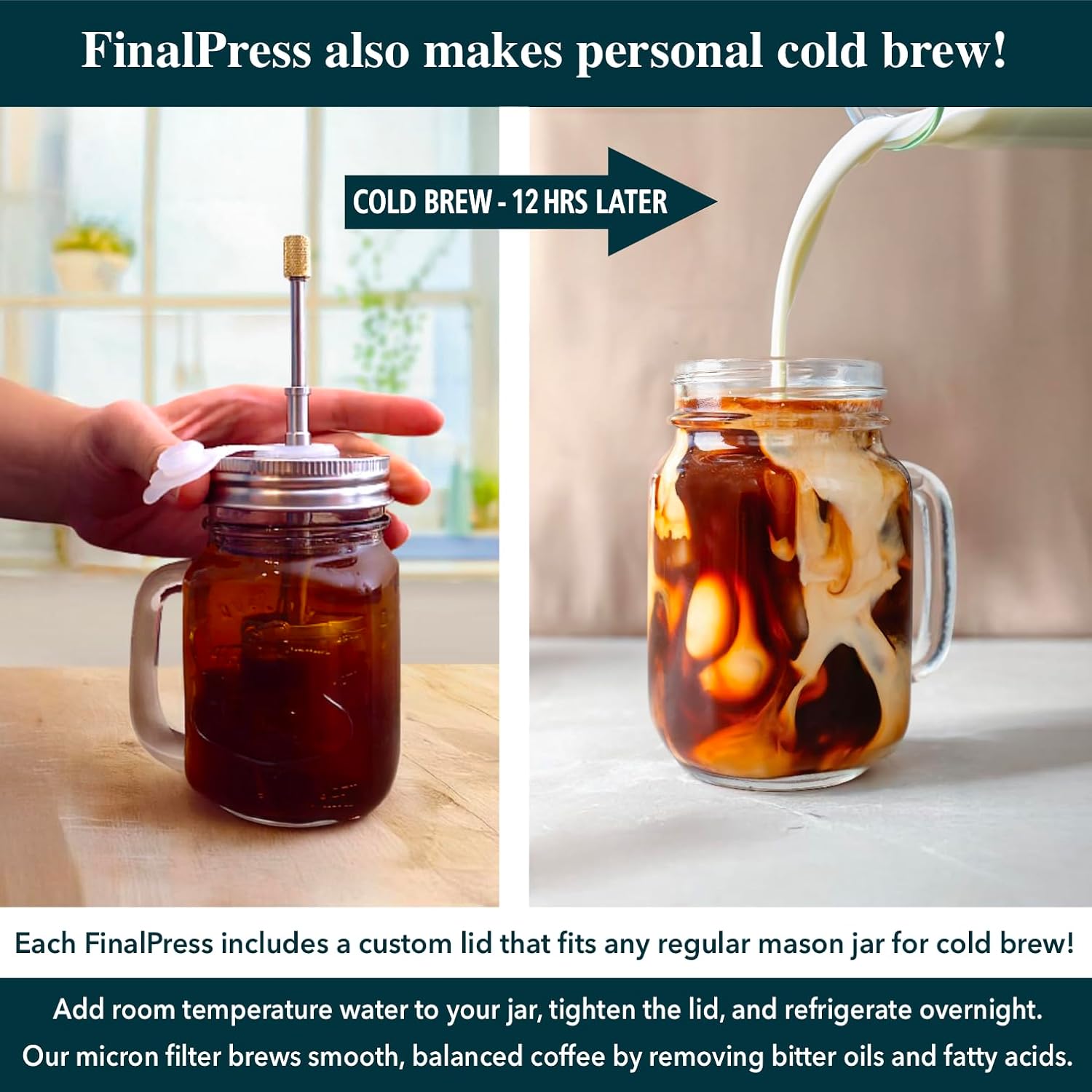 Premium Coffee and Tea Maker - Press the Plunger to Brew Anywhere - 304 Stainless Steel