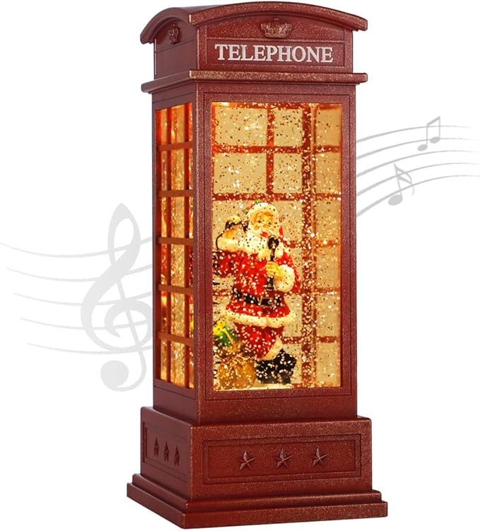 Christmas tree snow globe - glittering winter snow phone booth