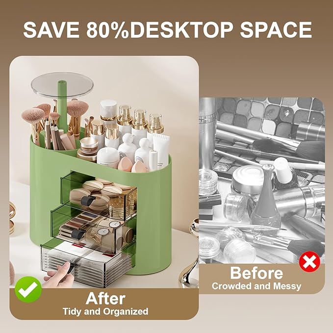 Makeup Organizer with Pop-Up Brush Holder