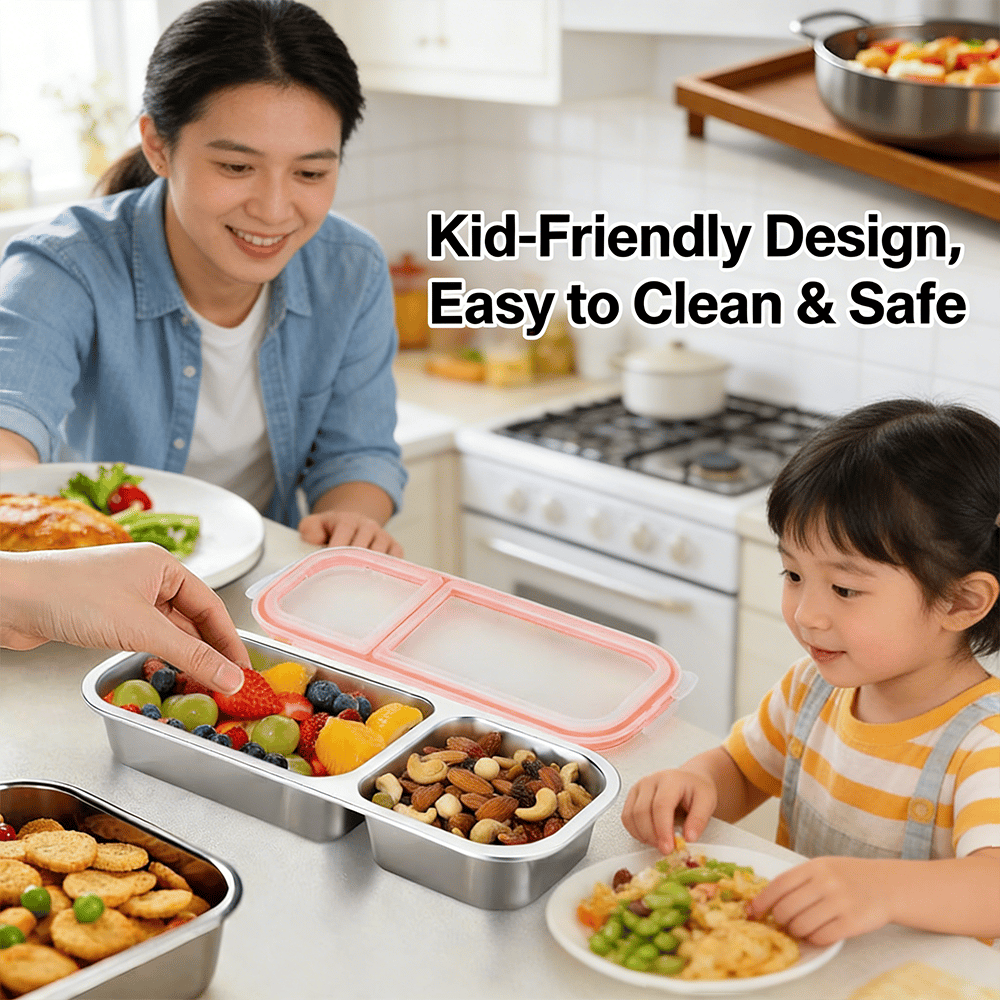 Stainless Steel 2-4Compartment Lunch Box with Lid