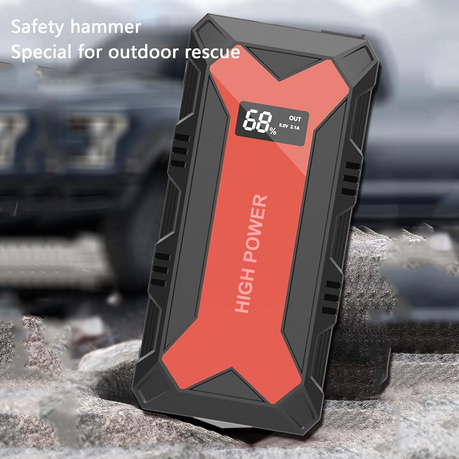🔋 Car Battery Jump Starter – Portable Power Bank with USB Fast Charger & LED Flashlight 🚗