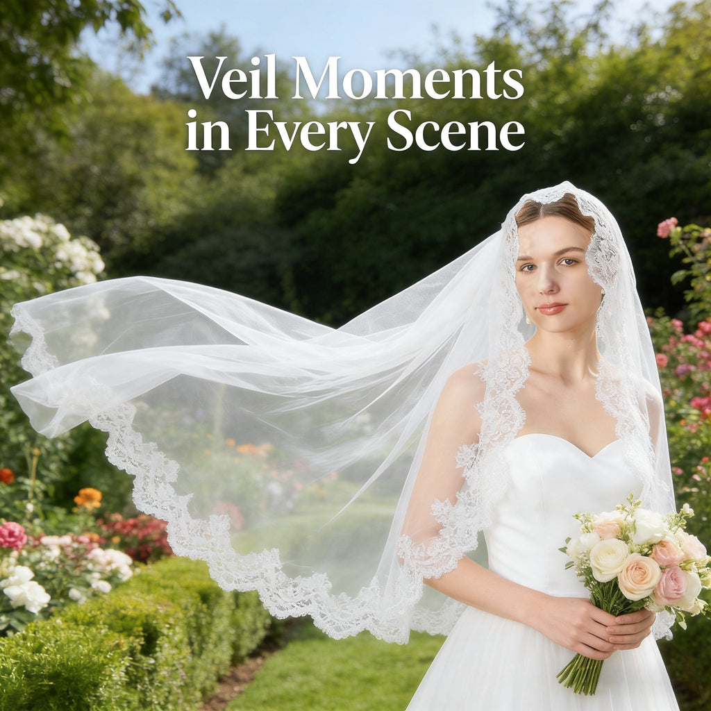Wedding Veil for Women - Short Lace Bridal Veil for Weddings, Bachelorette Parties & Honeymoon 💍👰