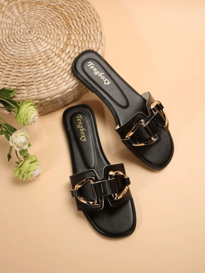 New Arrival: Women's Slip-On Flat Sandals with Metal Buckle – Perfect for Spring & Summer!