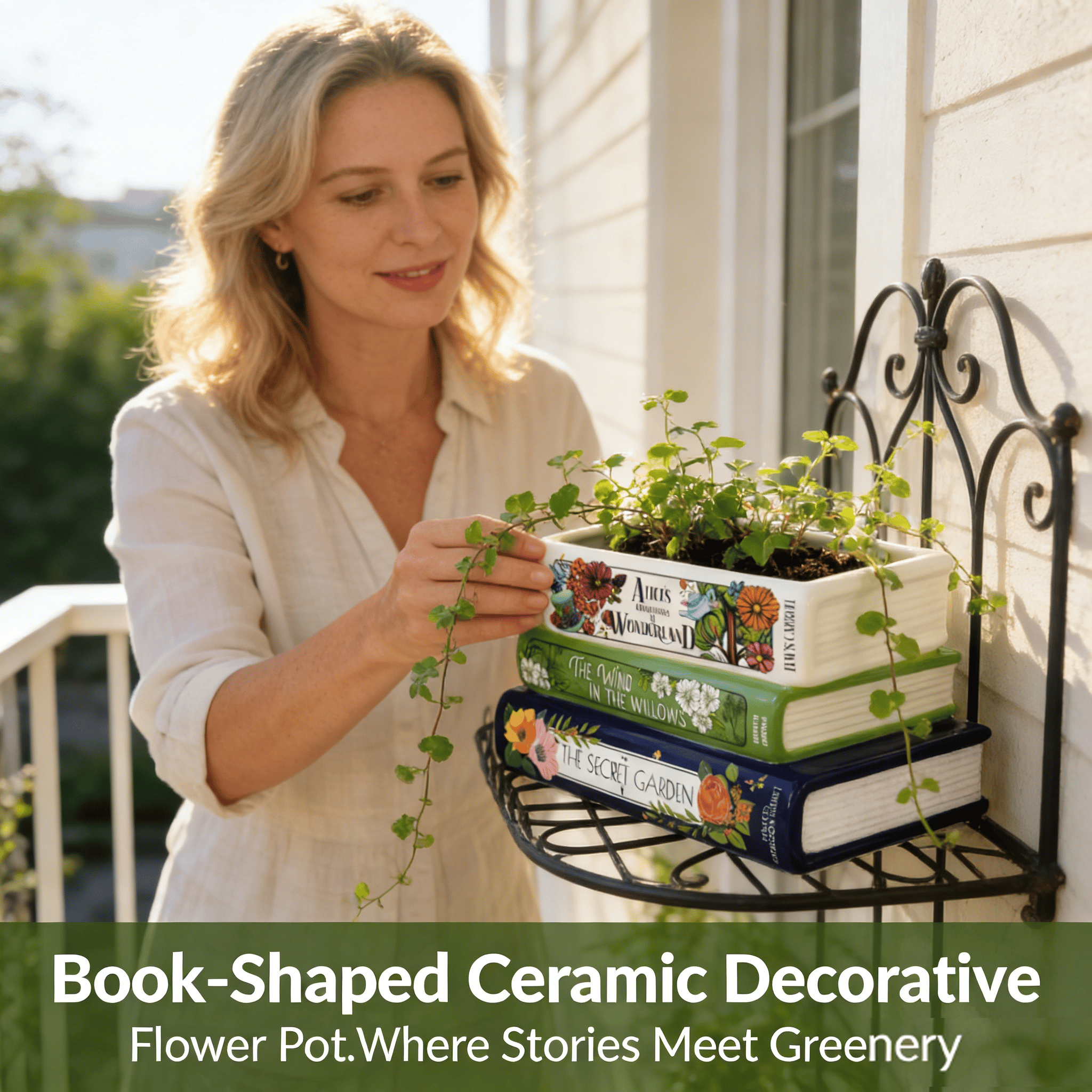 Book-Shaped Ceramic Decorative Flower Pot📚🌿
