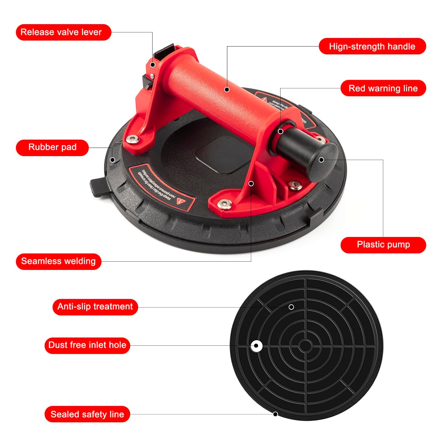 Heavy-Duty 20.5 cm Suction Cups for Glass, Tiles, and More – 132 kg Load Capacity, Perfect for Lifting and Moving Heavy Objects