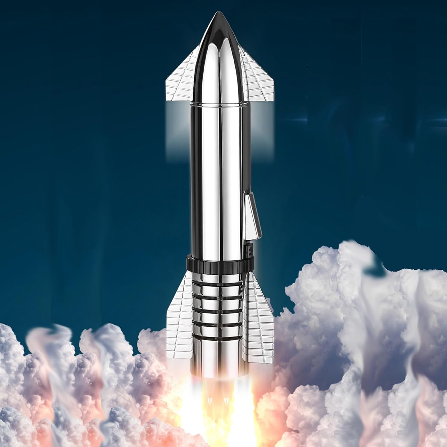 Galactic Blaze: Rocket-Themed Refillable Jet Flame Lighter