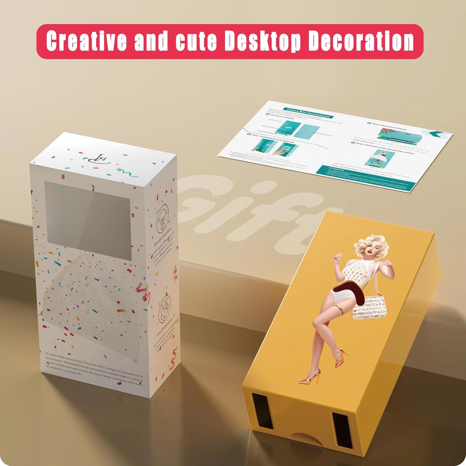 Tissue Box, Reusable Cartoon Creative Retro Pop Art Paper Towel Holder
