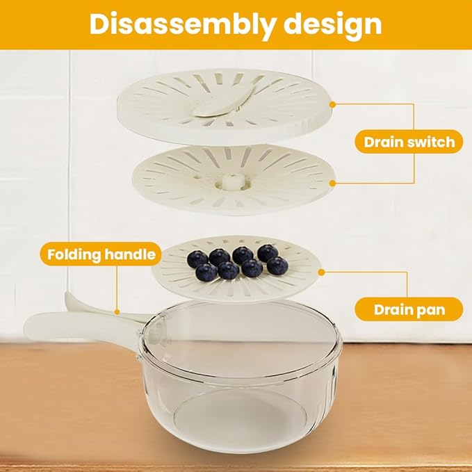 2024 New 2-in-1 Drainer and Strainer | Multi-Function Basket with Lid & Collapsible Handle