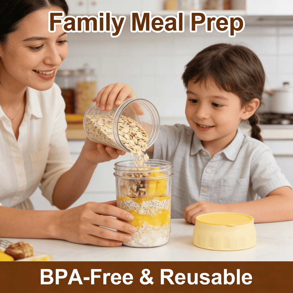 Overnight Oats Containers with Lids & Folding Spoons🥣🥄