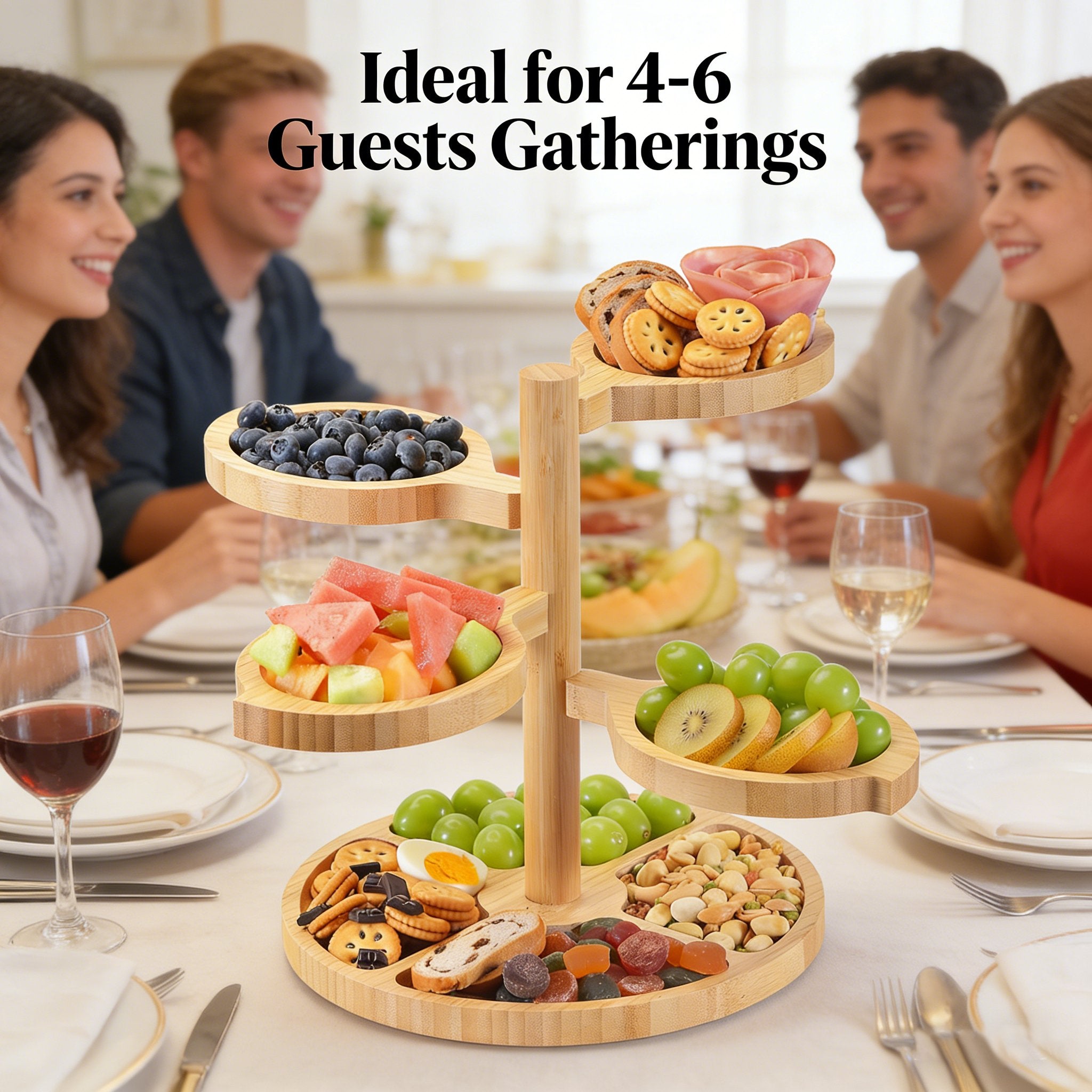 🌿 Bamboo Tiered Snack & Cheese Tray