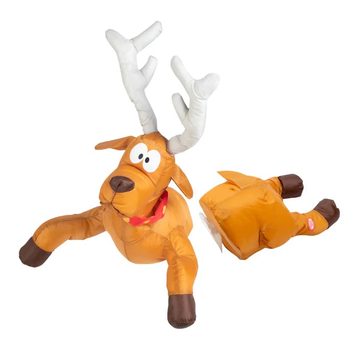 Whimsical Window Surprise: Animated Santa & Reindeer Crash Scene with Sound Activation