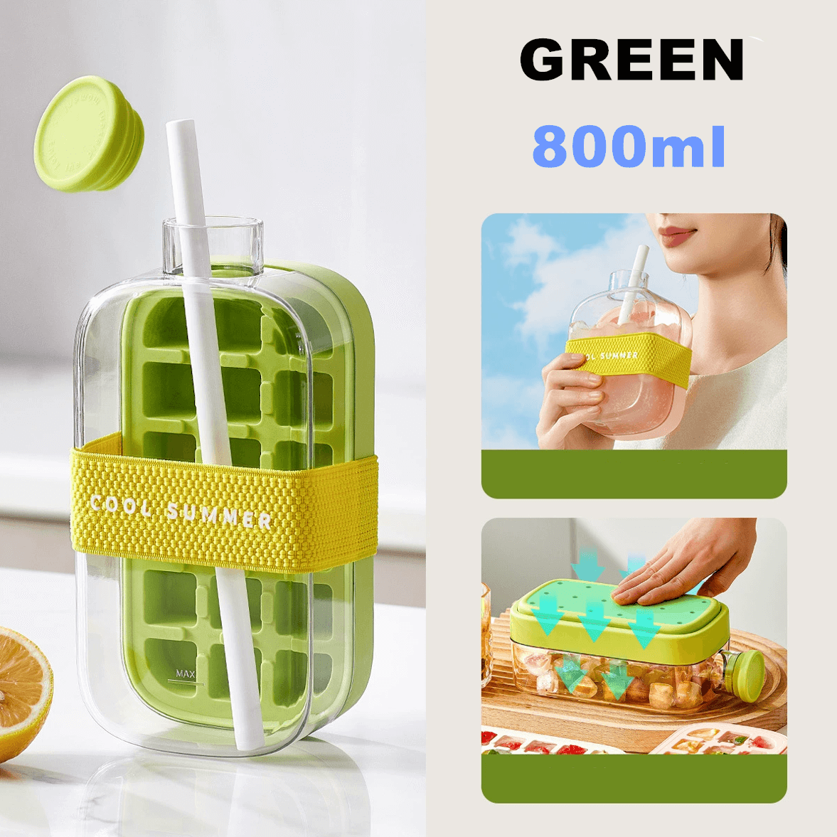 🧊 2-in-1 Ice Cube Bottle – Quick Ice Making & Refreshing Sips