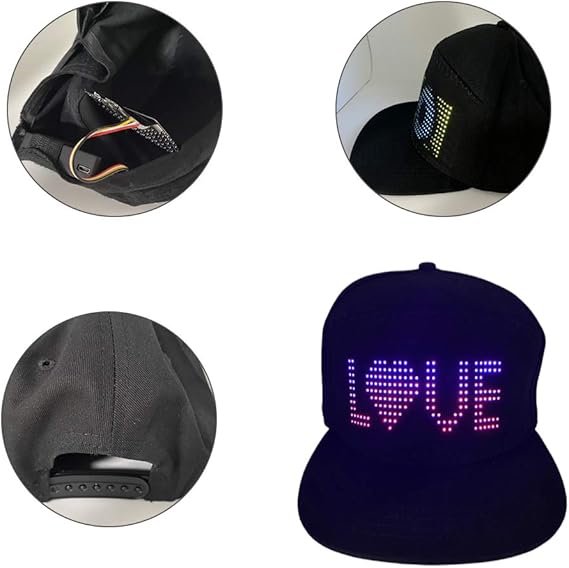 LED Cap - Multi-Language App Controlled Light-Up Hat (Text, Music, Image, Drawing) for Party, Club, Christmas, Halloween & More!