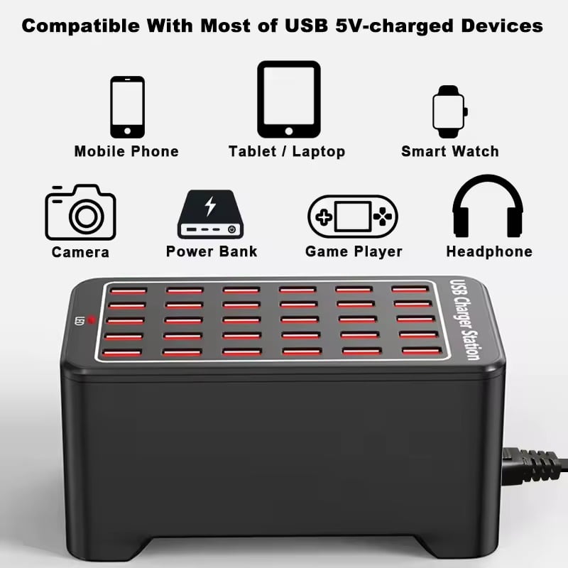 30-Port USB Charging Station