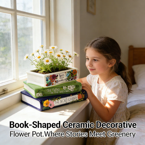 Book-Shaped Ceramic Decorative Flower Pot📚🌿