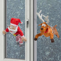 Whimsical Window Surprise: Animated Santa & Reindeer Crash Scene with Sound Activation