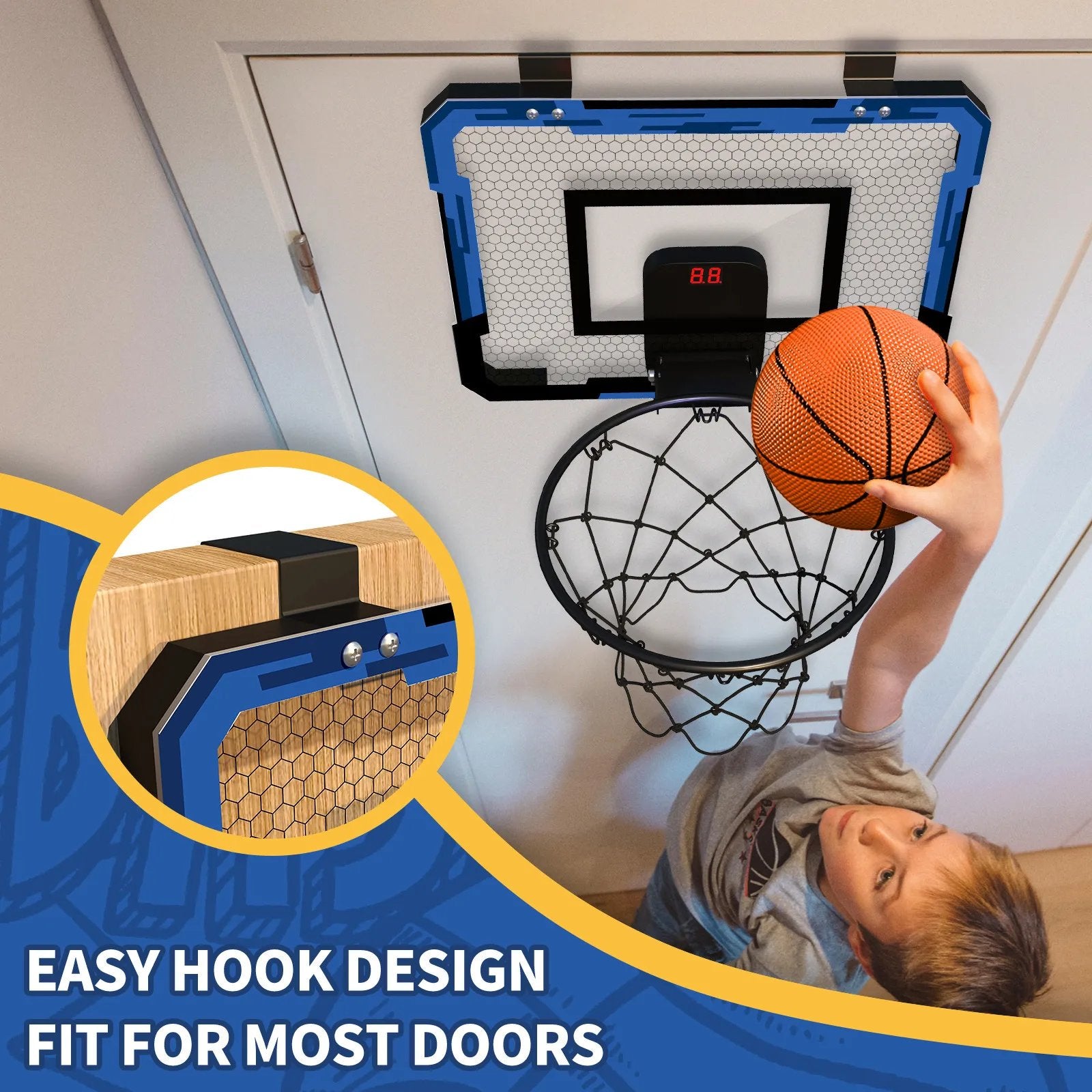 Foldable Wall Mounted Basketball Hoop - Sports Toys for Boys and Girls