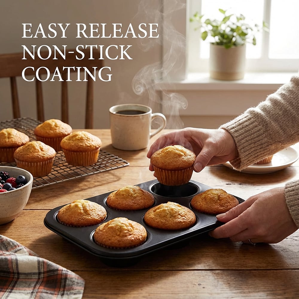 Non-Stick Baking Pans, Easy to Clean and Perfect for Making Jumbo Muffins,Cupcakes or Mini Cakes