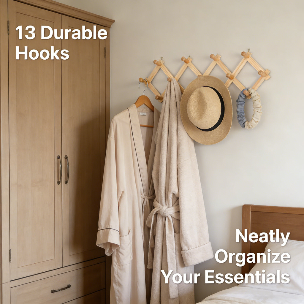 13-Hook Expandable Clothes Hanger Storage Rack