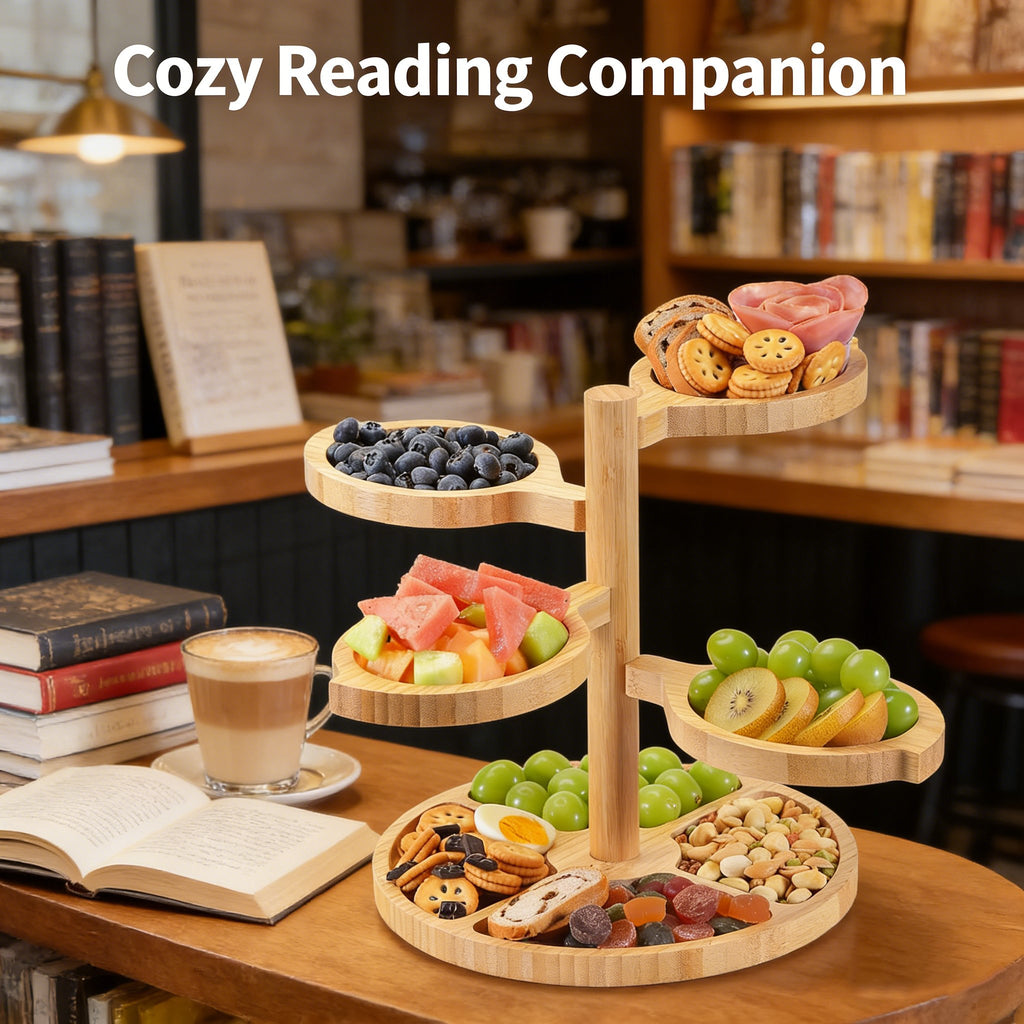 🌿 Bamboo Tiered Snack & Cheese Tray