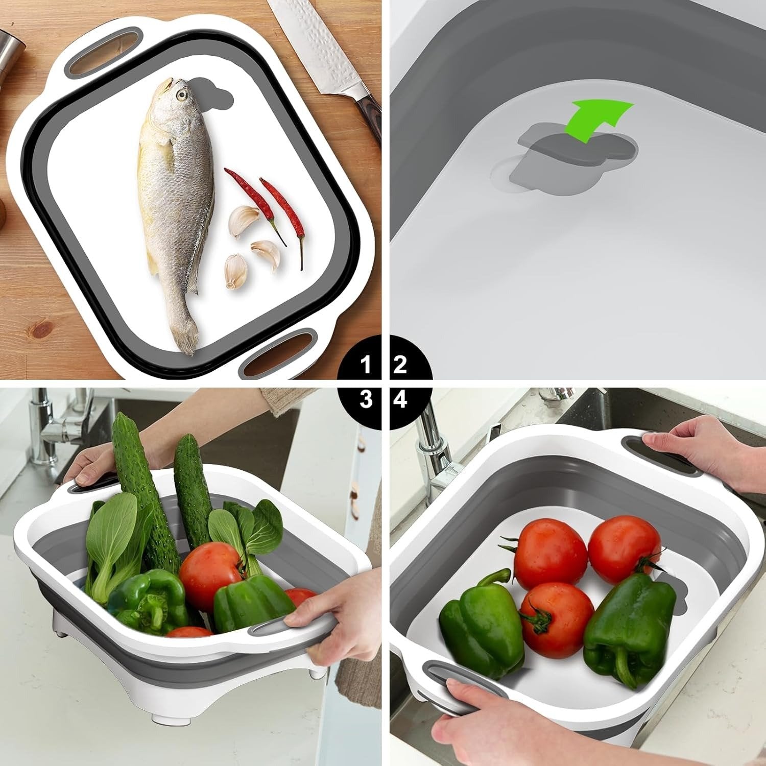 Collapsible Cutting Board with Washing Basket🥗