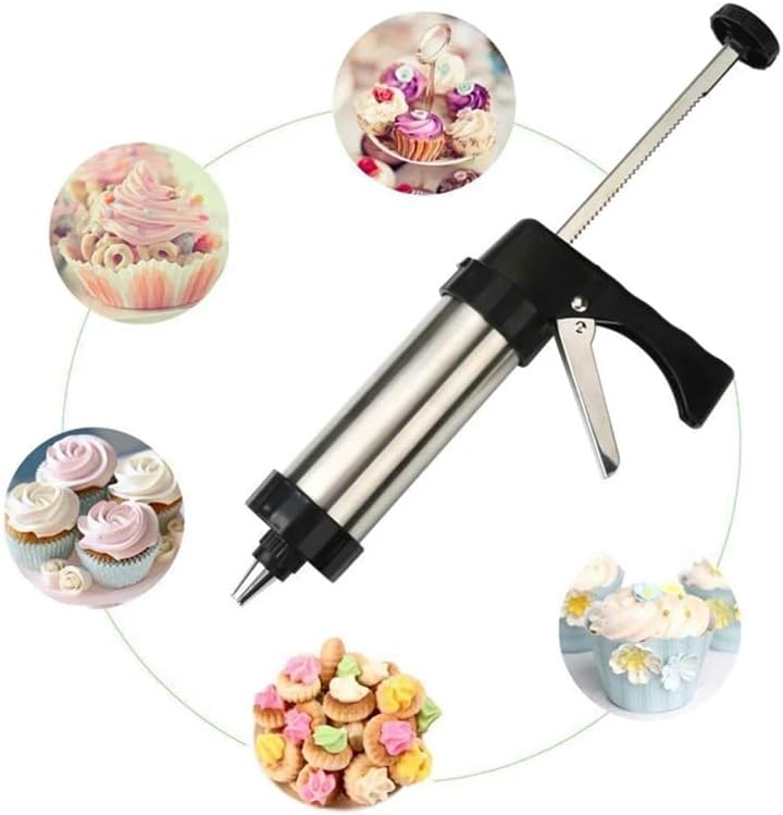Stainless Steel Cookie Pres with 13 Discs & 8 Nozzles