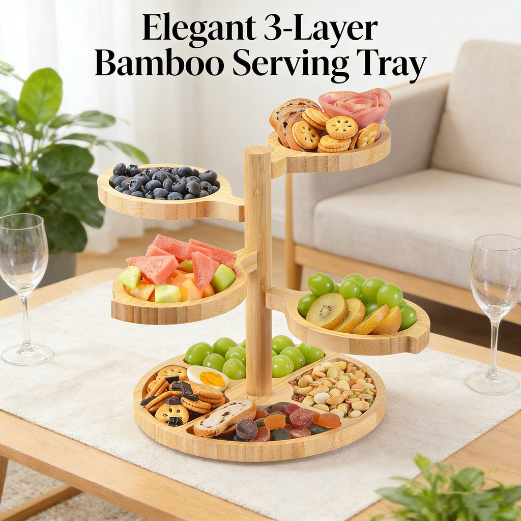 🌿 Bamboo Tiered Snack & Cheese Tray