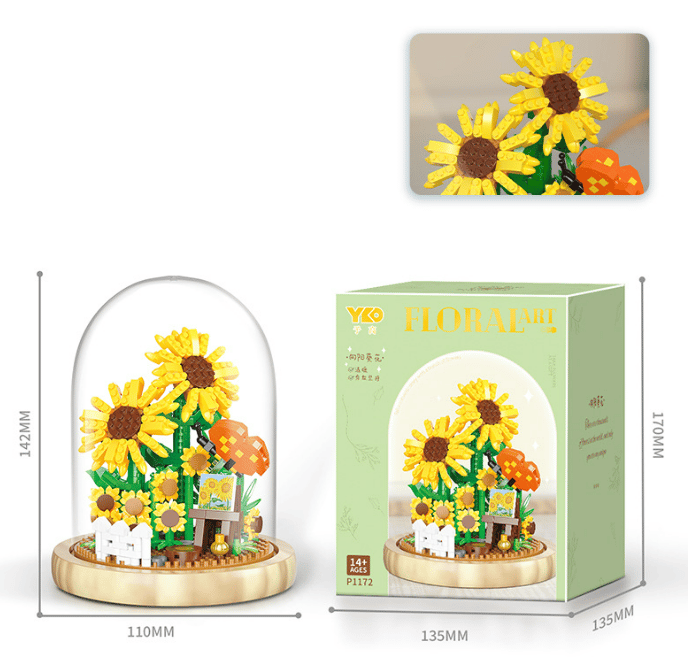 Flower Bouquet Building Kit, Forever Flower Decorated Flower with Dust Cover