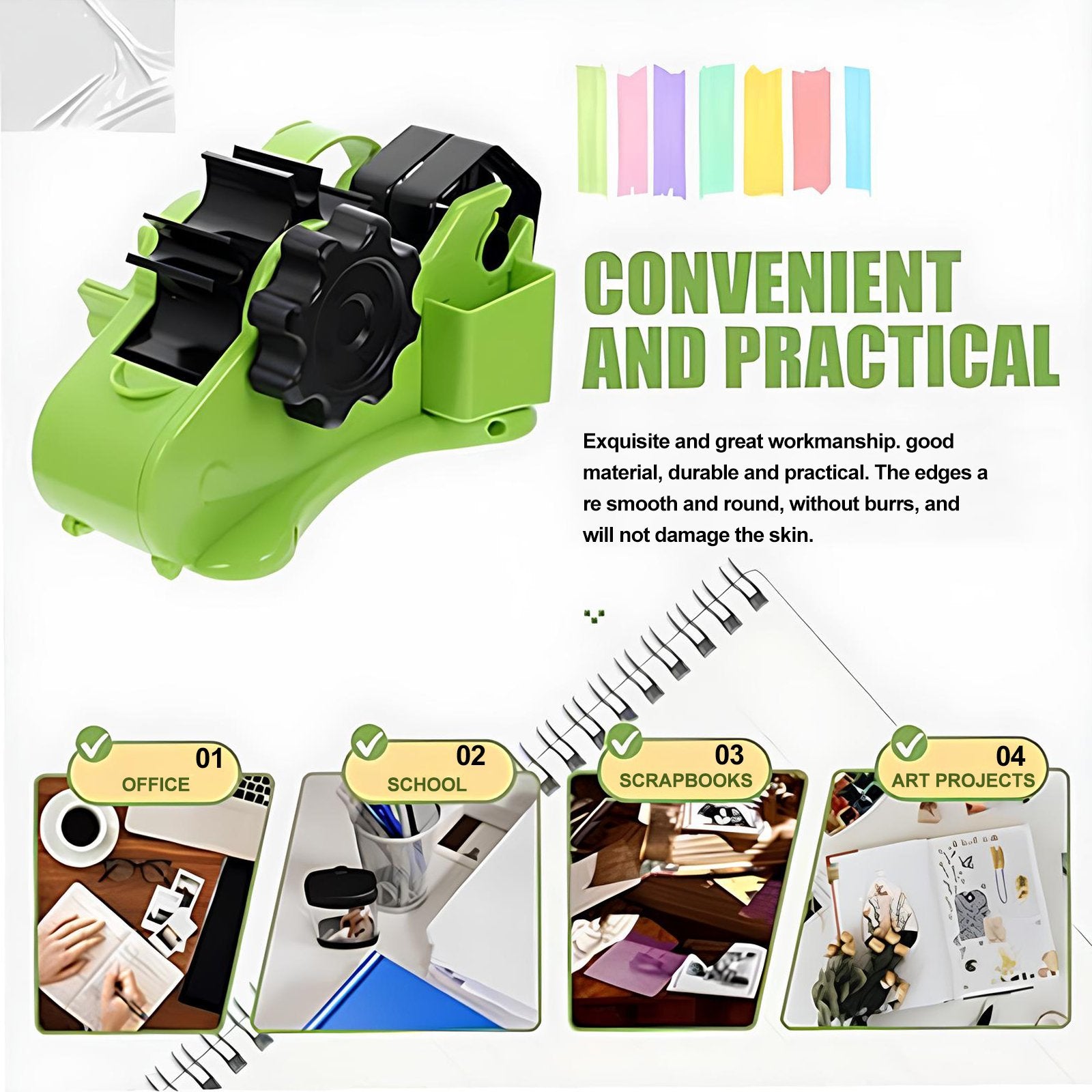 Product Title: Semi-Automatic Tape Dispenser | Durable, Smooth, and Practical Office Supply