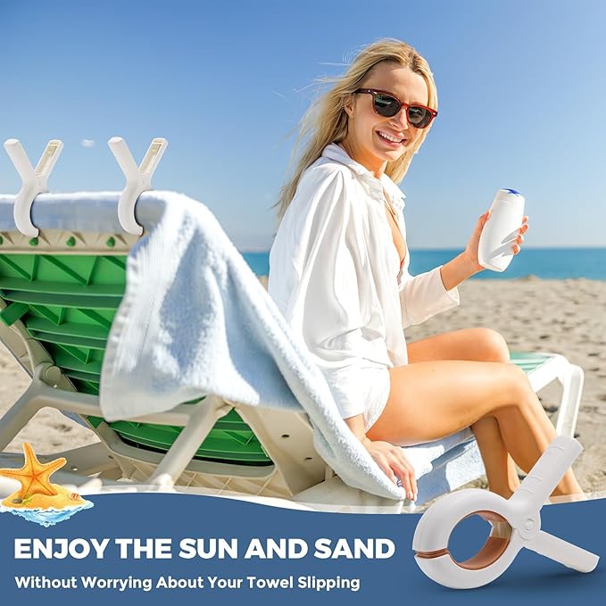Extra-Large Beach Towel Clips – Secure Your Towels Anywhere!