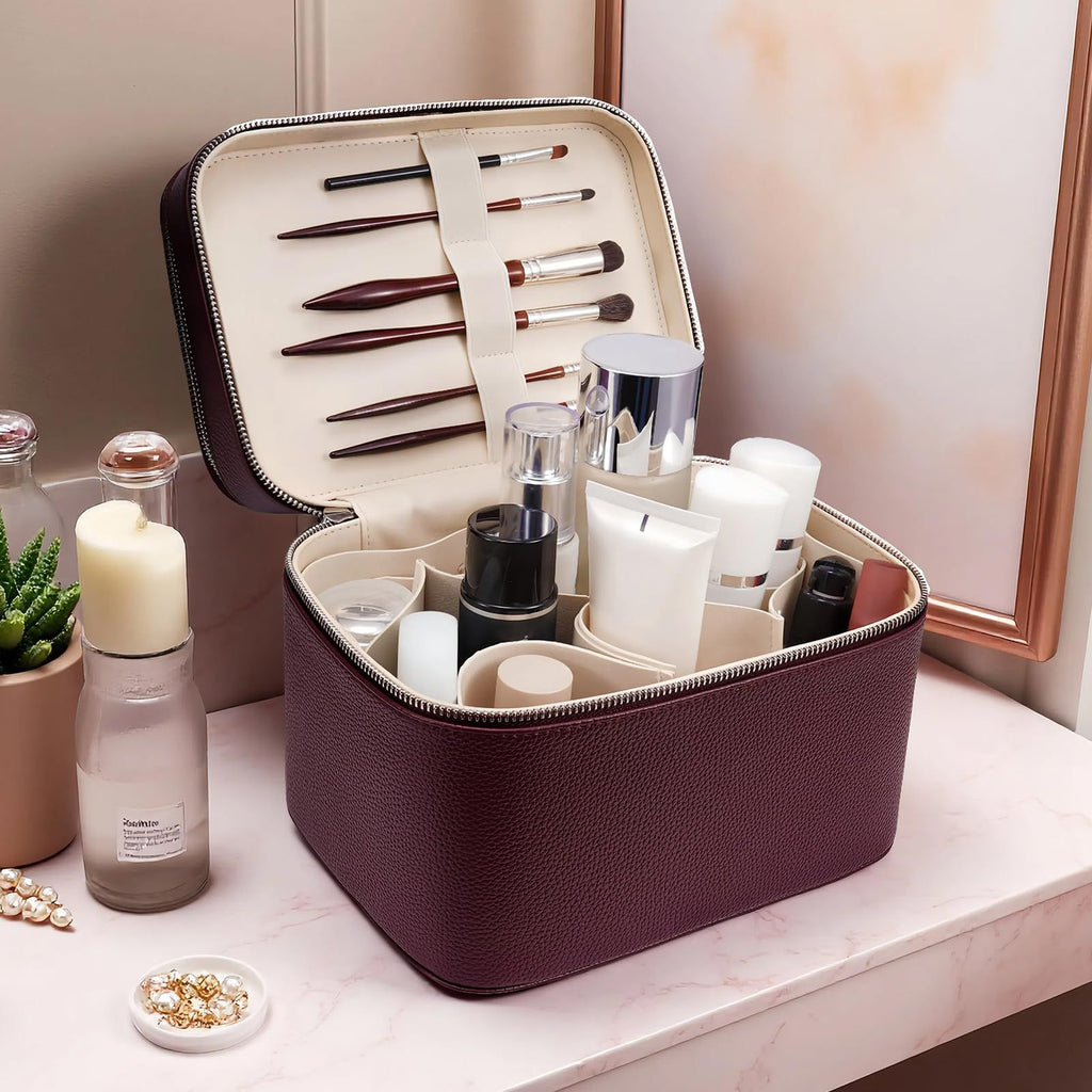 Cosmetic Makeup Bag – Double Compartment, Large Capacity Organizer 💄✨