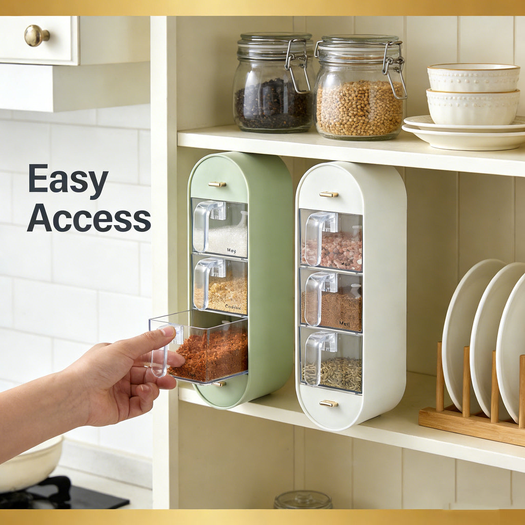 🧂Punch-free wall-mounted spice storage box