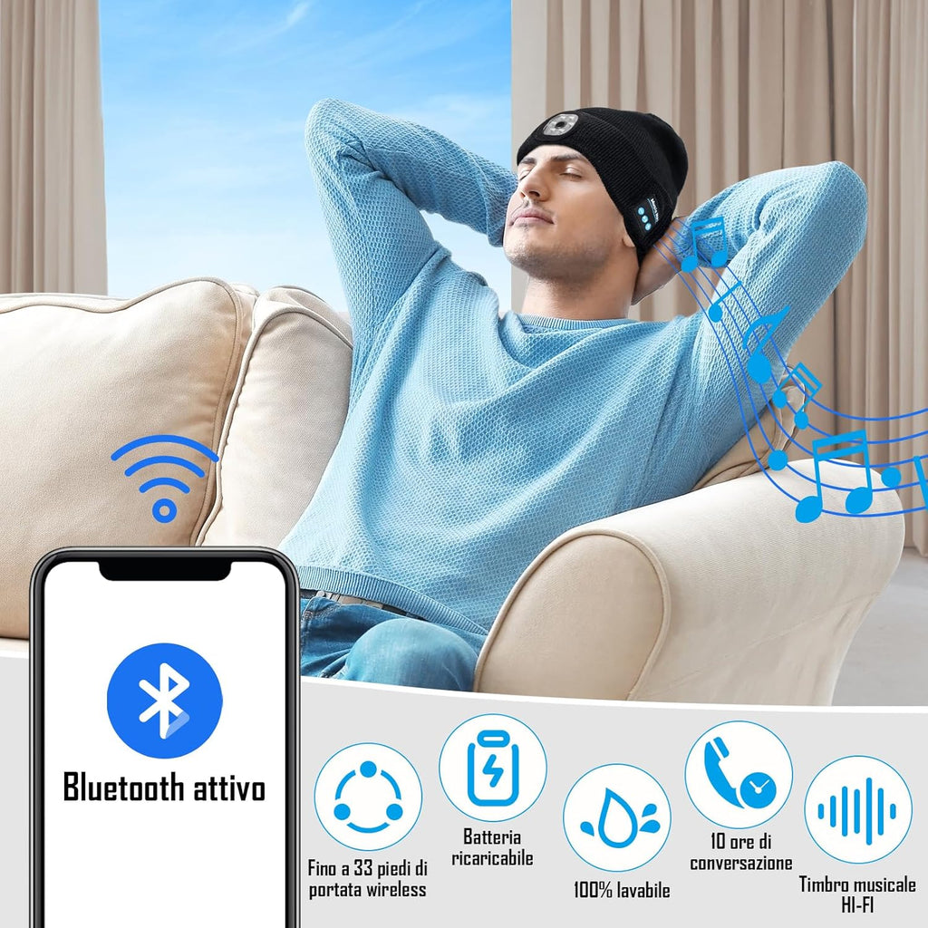 Unisex Bluetooth Beanie Hat with Light