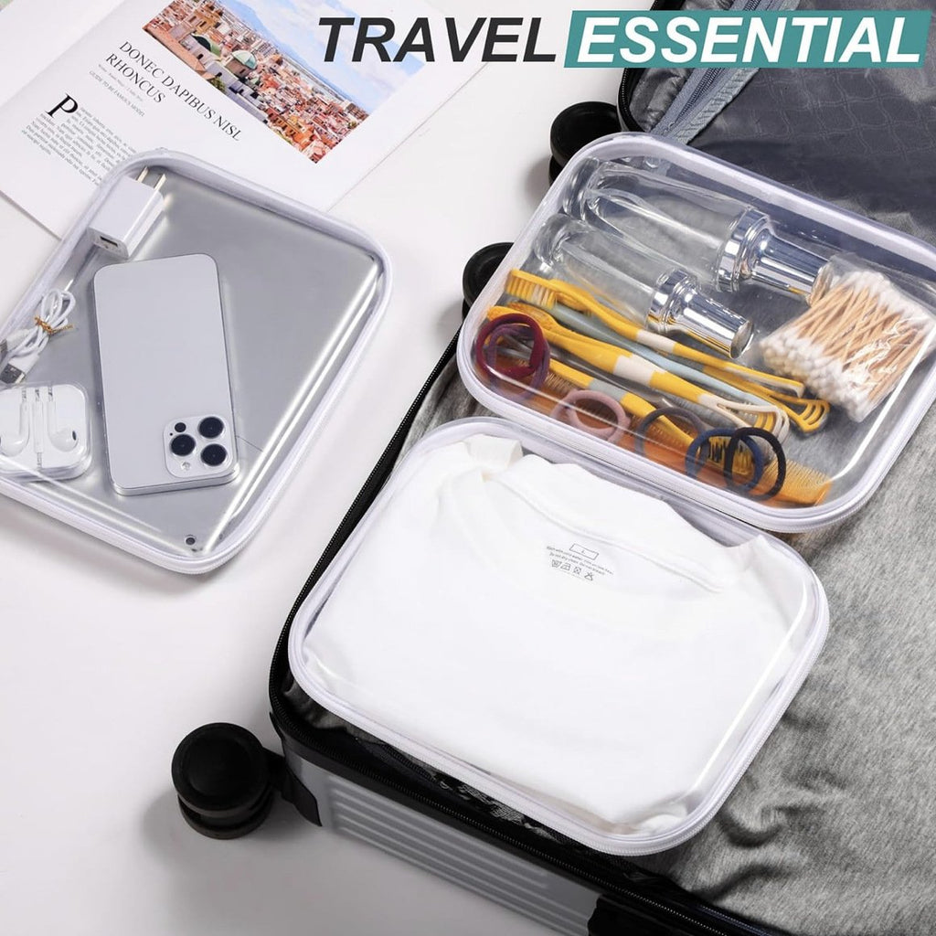 3-Pack Transparent Hard Zipper Storage Bags – Keep Your Essentials Organized, Wherever You Go! ✨