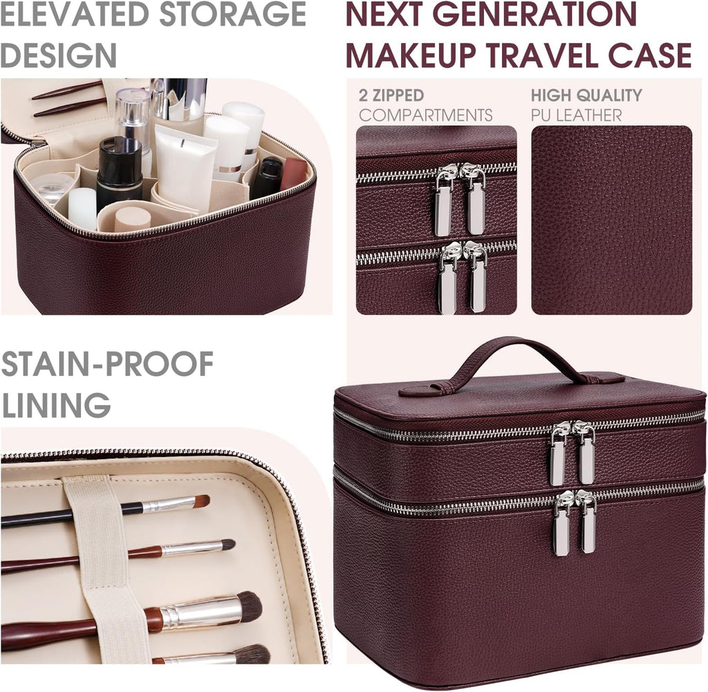 Cosmetic Makeup Bag – Double Compartment, Large Capacity Organizer 💄✨