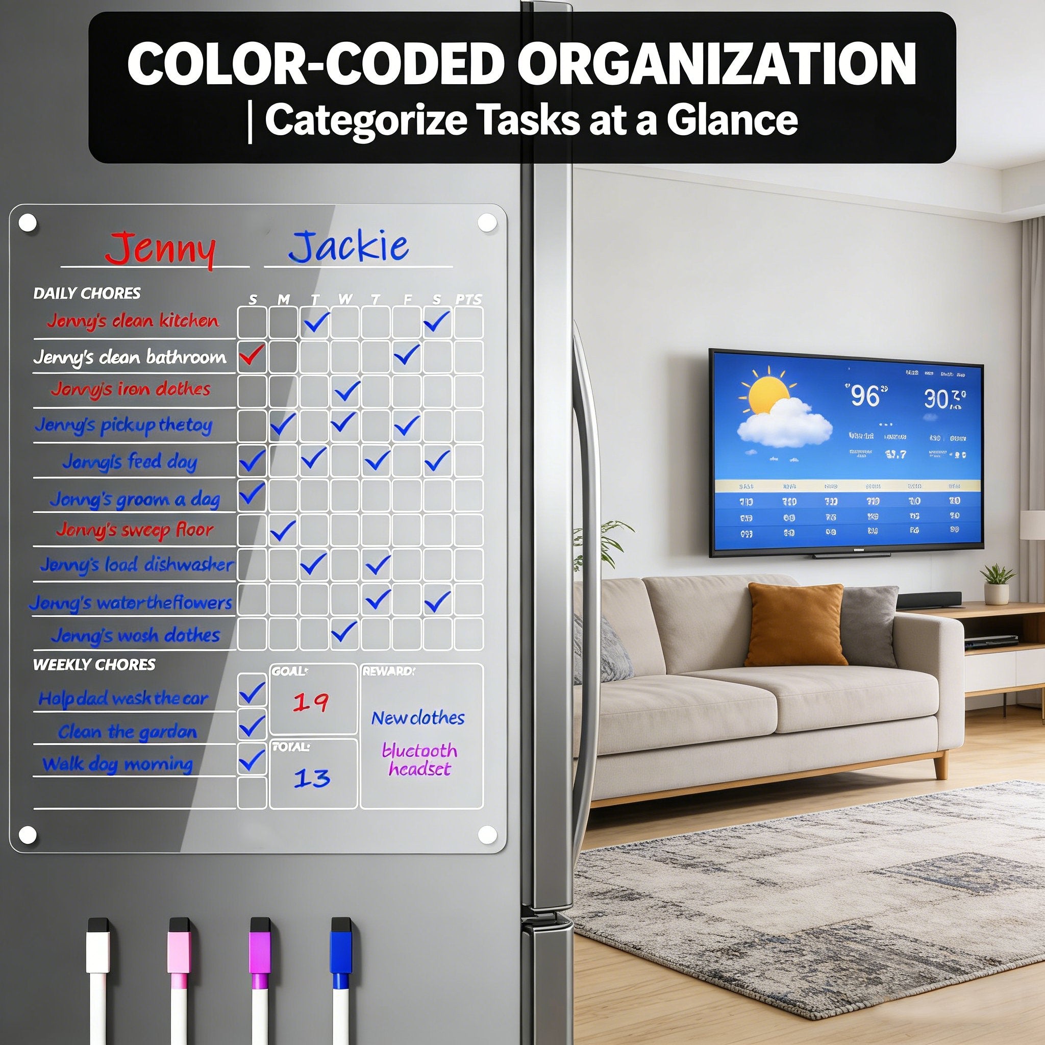 🧲 Acrylic Magnetic Dry Erase Board for Refrigerator (15 x 11 in)