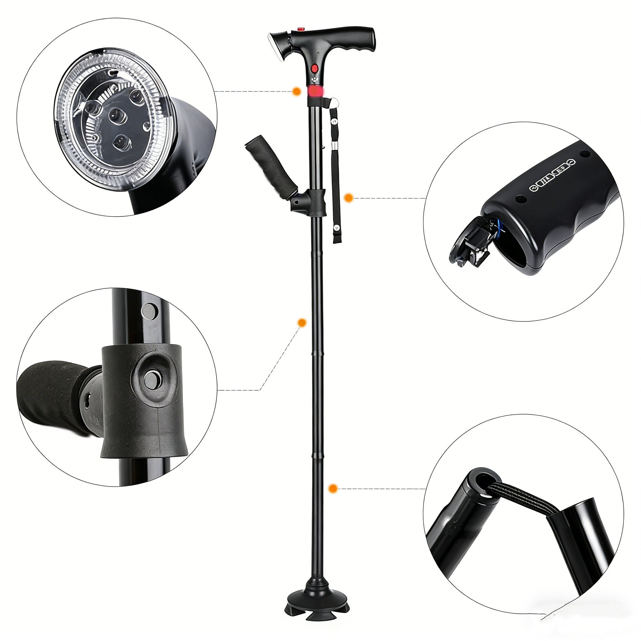 Adjustable smart folding cane with LED light 🦯💡